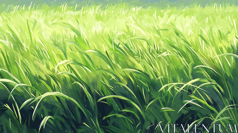 Painted Green Meadow AI Image