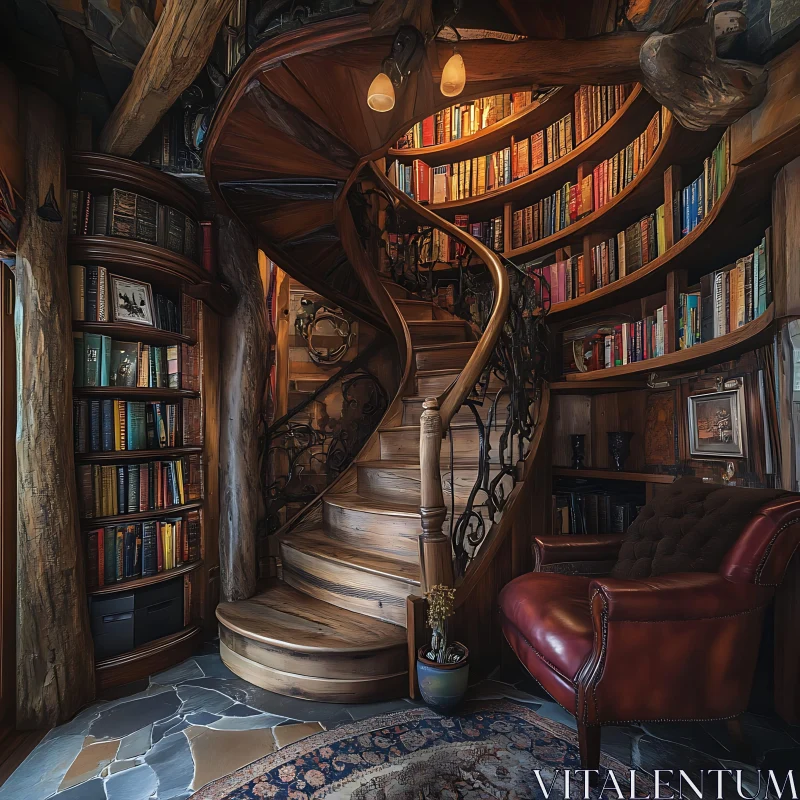 AI ART Cozy Home Library Interior Design