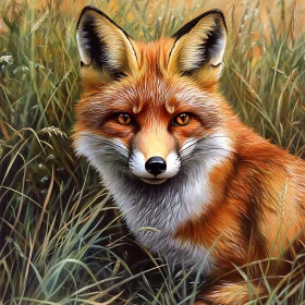 Fox in the Grass: Wildlife Art