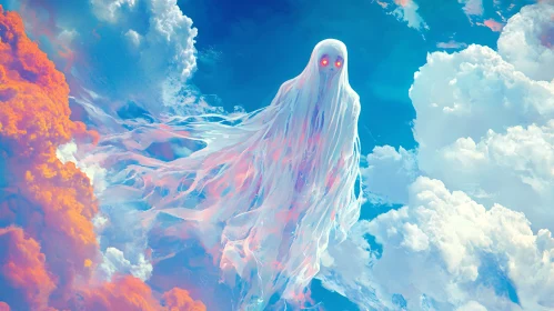 Ghostly Figure Floating Among Clouds