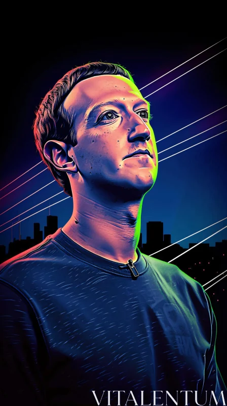 AI ART Neon Art of Mark Zuckerberg