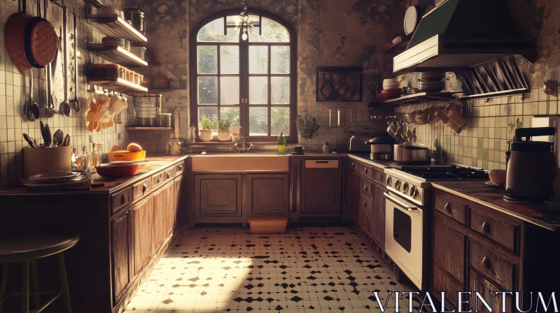 Vintage Kitchen Interior Design AI Image