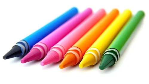 Rainbow Crayons on White Background