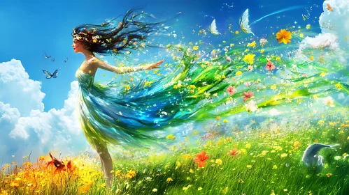 Lady of the Flowers Painting