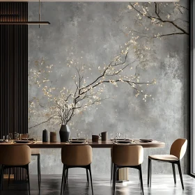 Modern Dining Space with Artistic Floral Accent