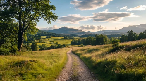 Scenic Landscape with Path and Mountains