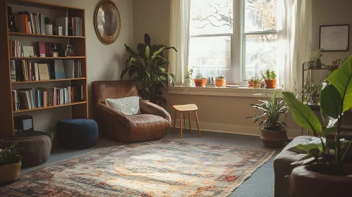 Serene Room with Leather Chair