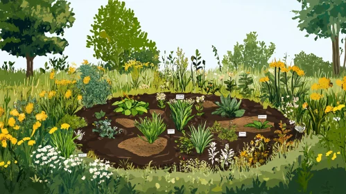 Colorful Wildflower Garden Illustration