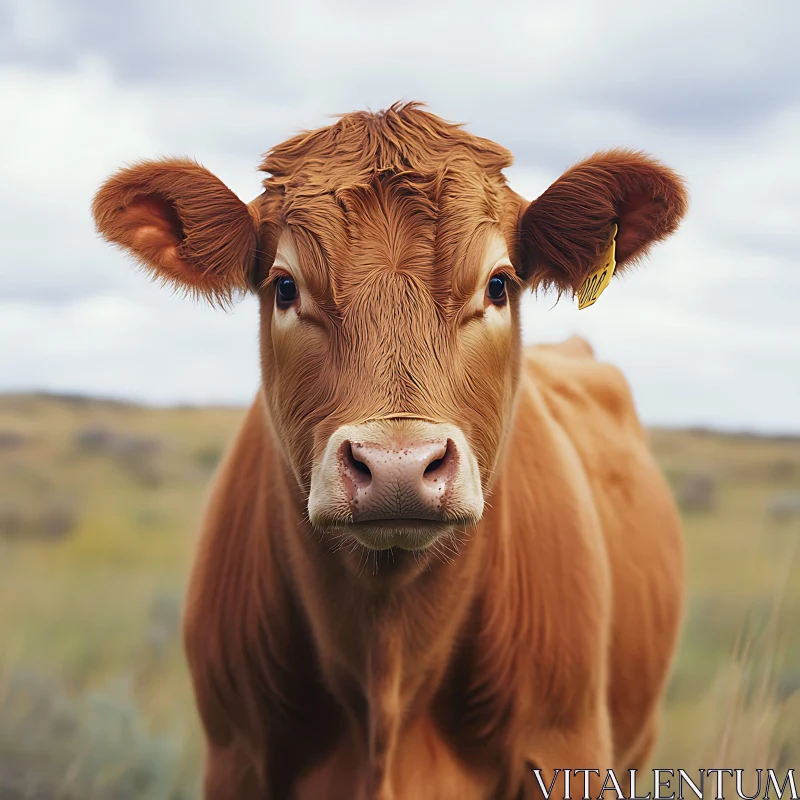 Close-up of a Brown Cow AI Image