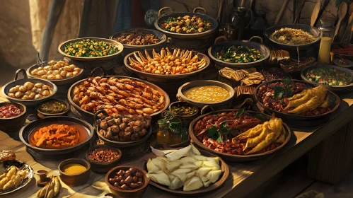 Culinary Abundance: A Diverse Food Display