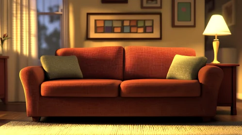 Comfortable Couch in a Warm Setting
