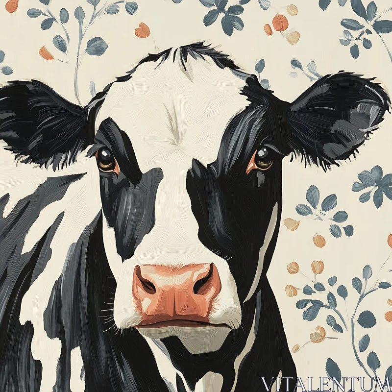 AI ART Floral Cow Art