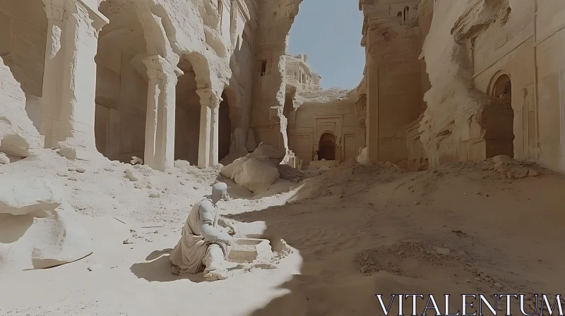 AI ART Sandstone Ruins with Figure