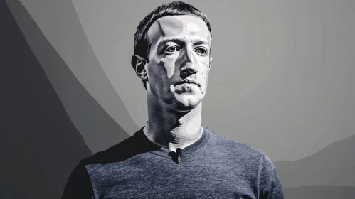 Mark Zuckerberg Monochrome Illustration