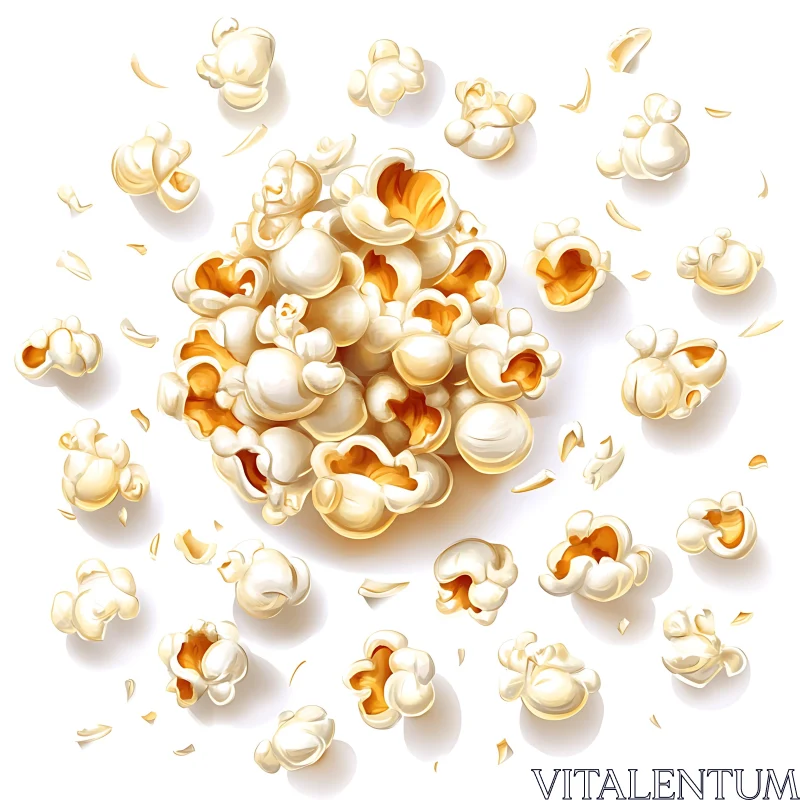 AI ART Popcorn Kernels Scattered on White