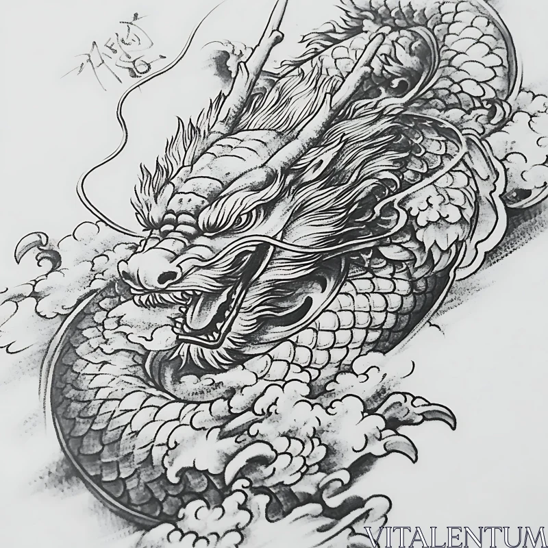 Intricate Dragon Tattoo Artwork AI Image