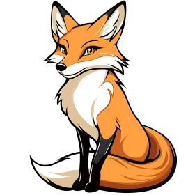 Stylized Fox Illustration with Bold Outline