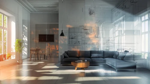 Modern Living Room with Architectural Elements