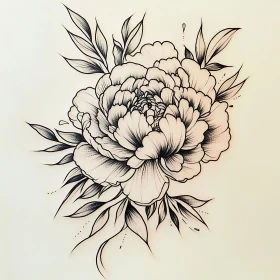 Intricate Botanical Flower Drawing