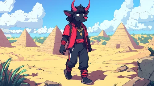 Anthropomorphic Bull near Pyramids