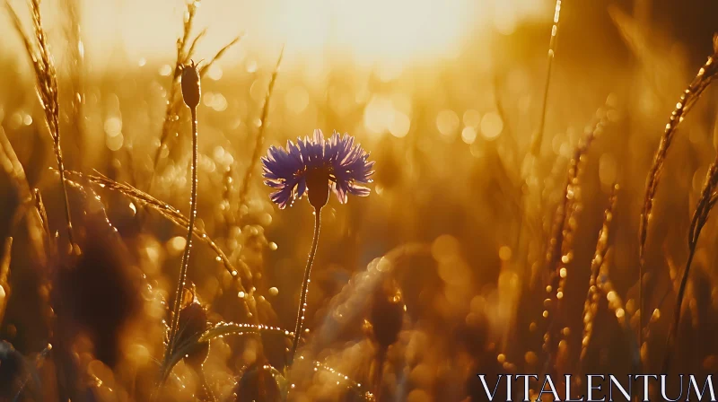 AI ART Dew-Kissed Cornflower at Sunrise