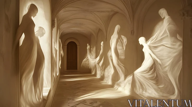 AI ART Hallway of Ethereal Figures