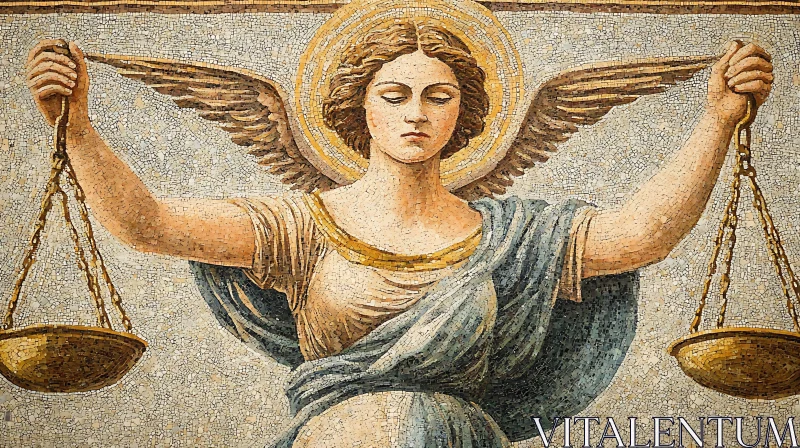 Mosaic Angel with Scales AI Image