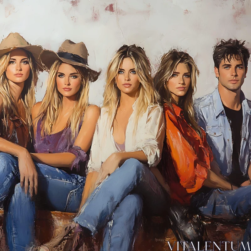 AI ART Group Portrait of Young People in Jeans