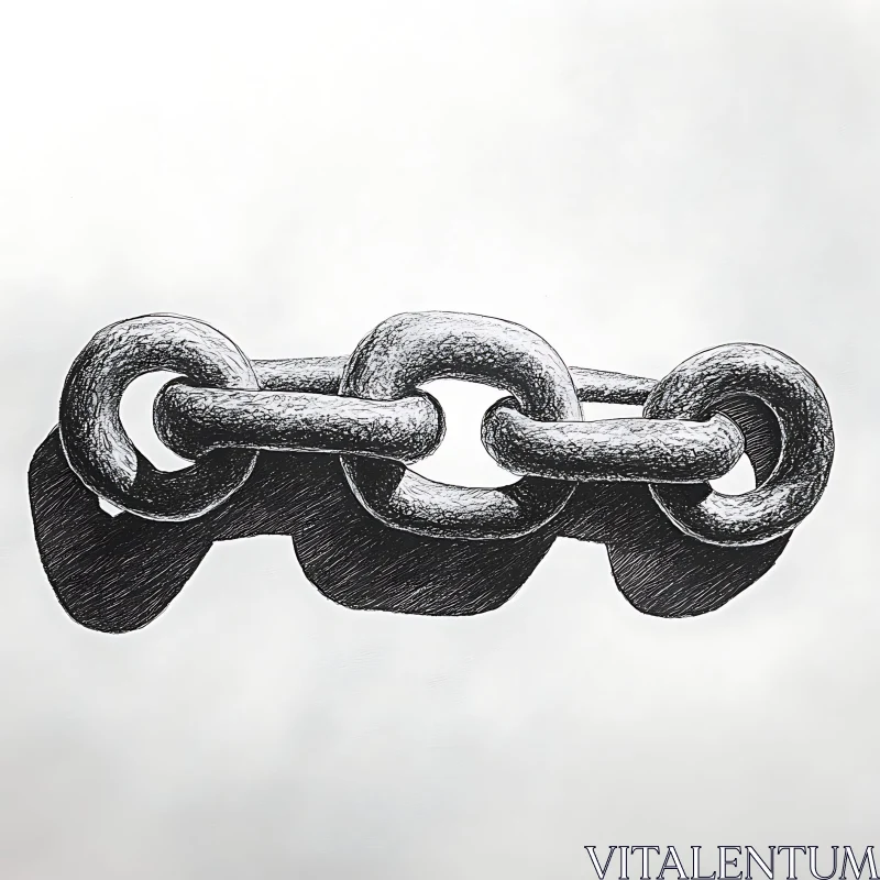 AI ART Interlocked Chain Links Drawing