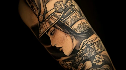 Detailed Samurai Tattoo Design