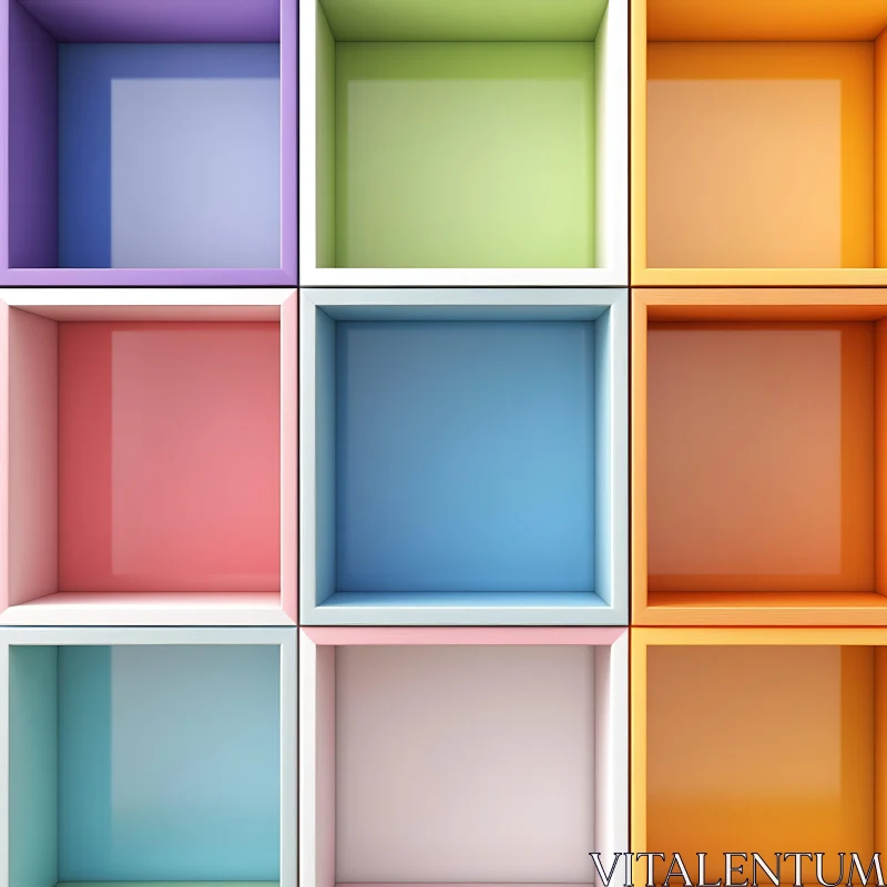 Nine Pastel Cubbies Composition AI Image