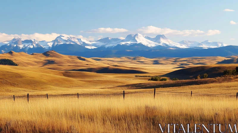 AI ART Mountains and Golden Field