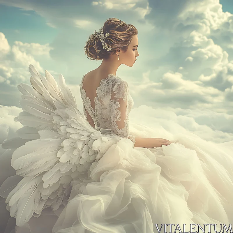 AI ART Ethereal Angel in Heavenly Cloudscape