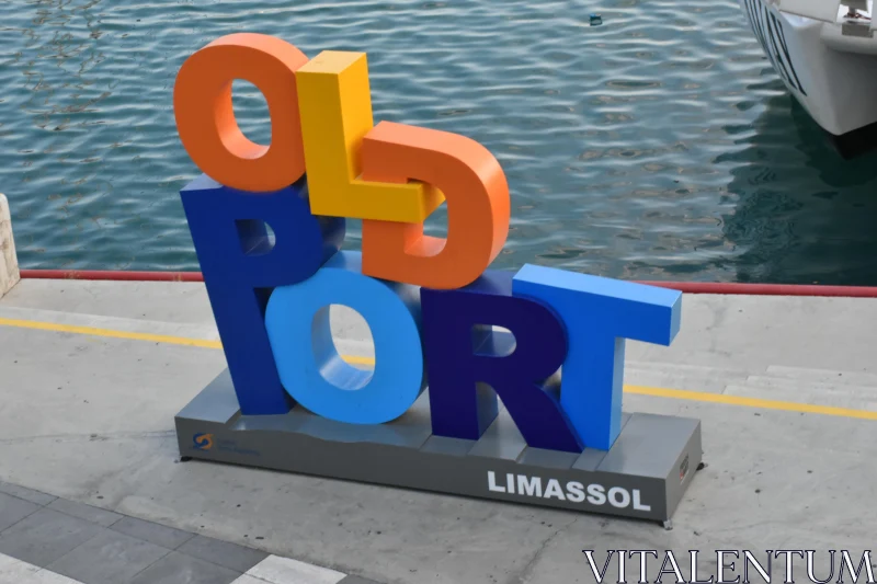 Colorful 'Old Port' Sign in Limassol Free Stock Photo