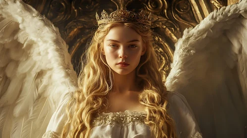 Serene Angel with Golden Crown Portrait