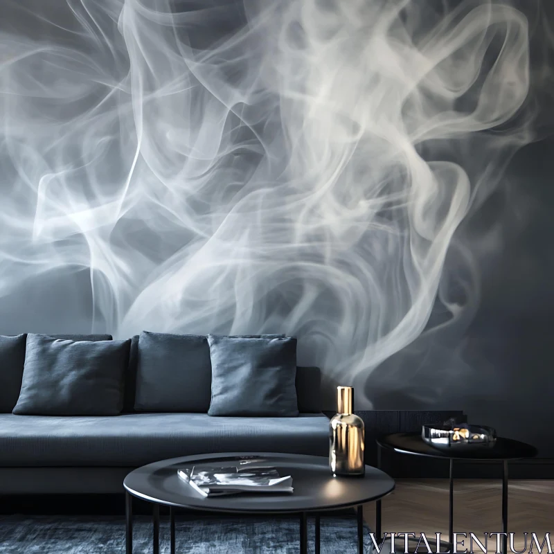 AI ART Modern Living Room with Smoke Art