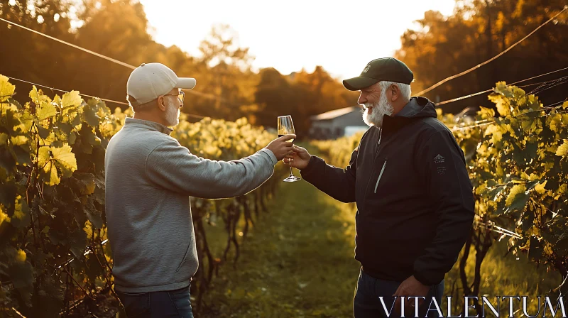 Wine Toast in the Vineyard AI Image