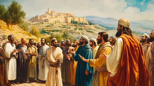 Vintage Religious Gathering Artwork