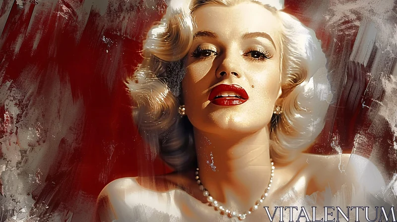 AI ART Iconic Portrait of Marilyn Monroe in Red and White