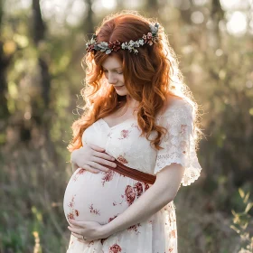 Expecting Mother with Floral Crown