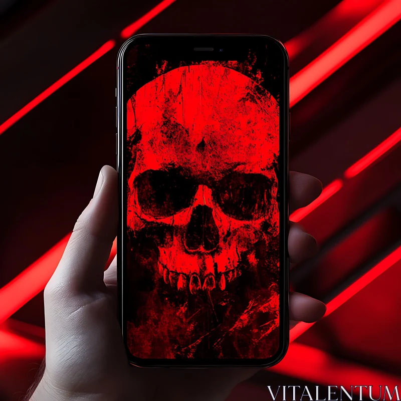 AI ART Skull on Phone Screen