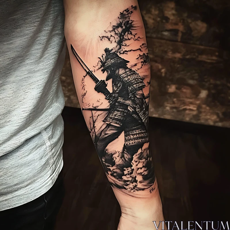 Detailed Samurai Tattoo Artwork AI Image