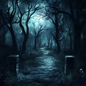 Gloomy Forest at Night Artwork