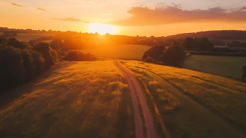 Sunset Field Path Serenity