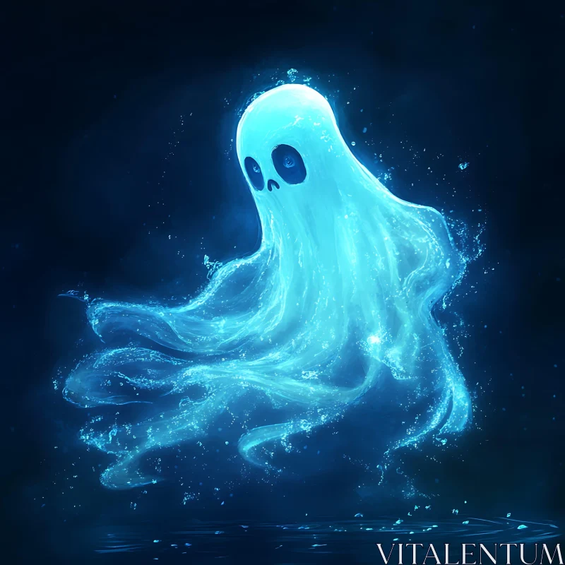 AI ART Luminous Ghostly Apparition in Dark Waters