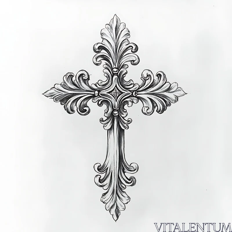 Intricate Ornate Cross Design AI Image