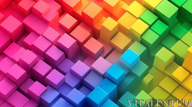 Rainbow Cubes 3D Abstract AI Image