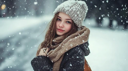 Snowy Day Serenity: A Girl's Winter Portrait