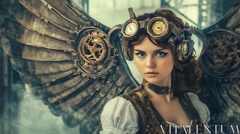 AI ART Woman with Steampunk Wings