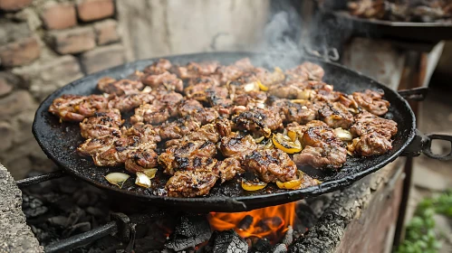 Charcoal-Grilled Meat with Vegetables